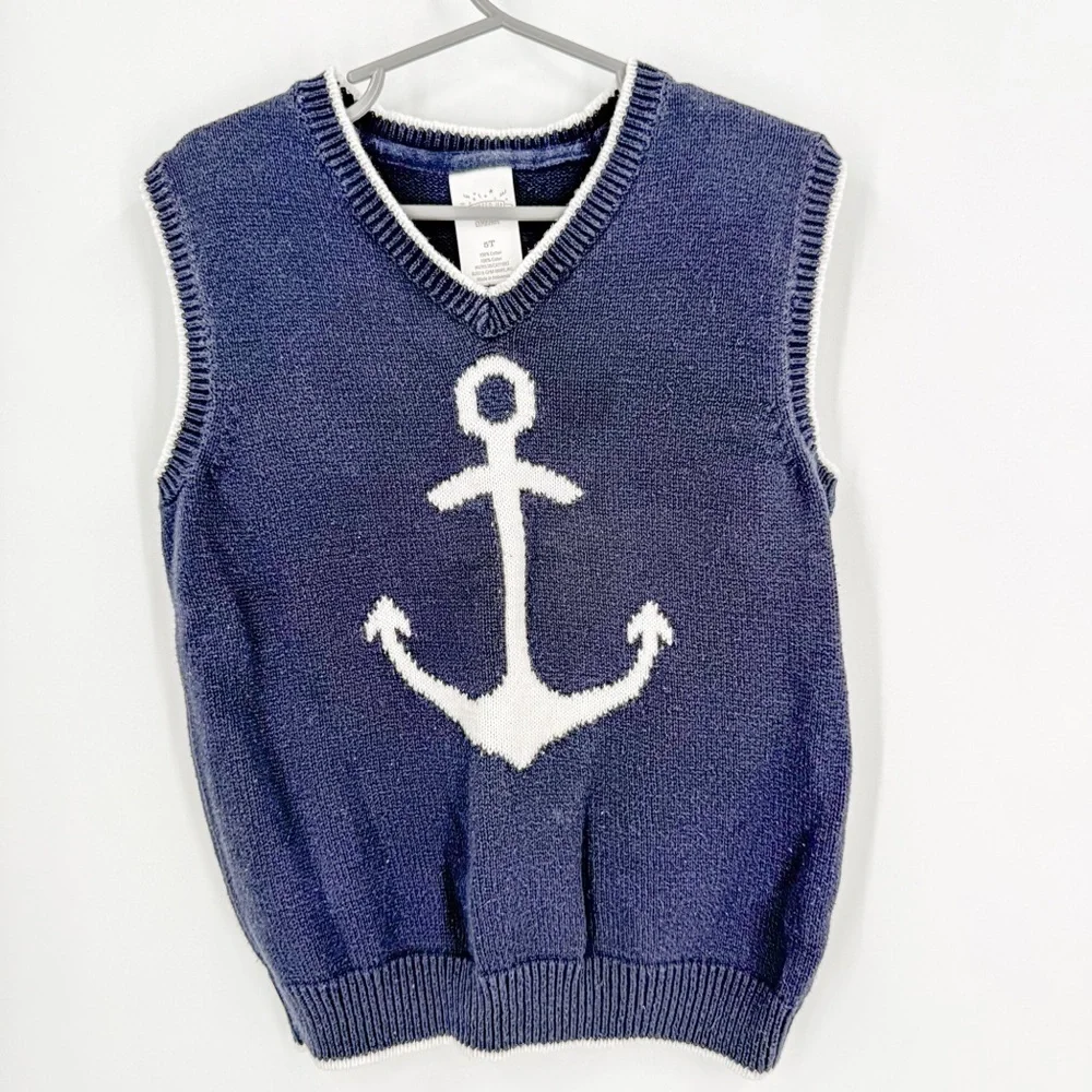 Gymboree Nautical Blue and White Knit Vest